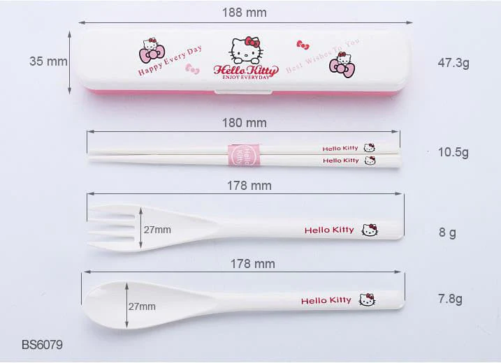 ABS Kitty Fork Spoon Chopsticks Set - Image 10