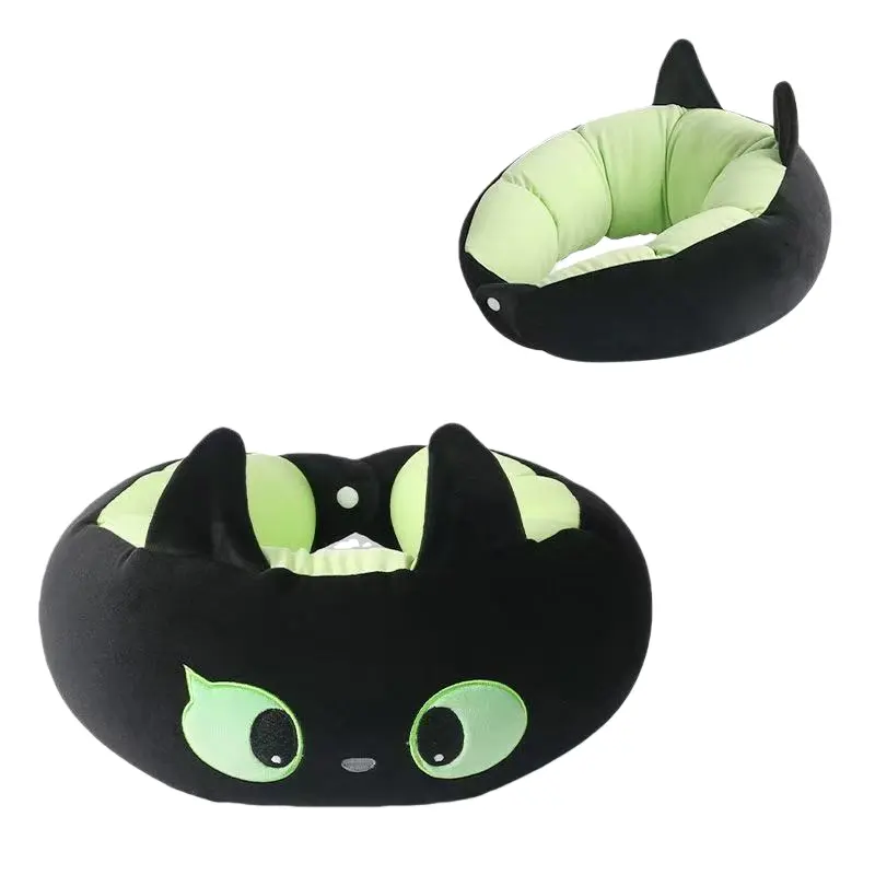 Black Cat U-shaped Neck Pillow - Image 3