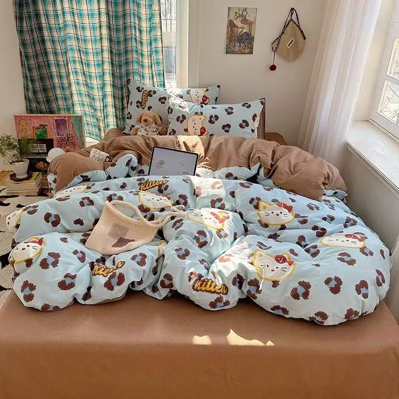 Cute Cat Dog 4-piece Cotton Bedding Set - Image 3