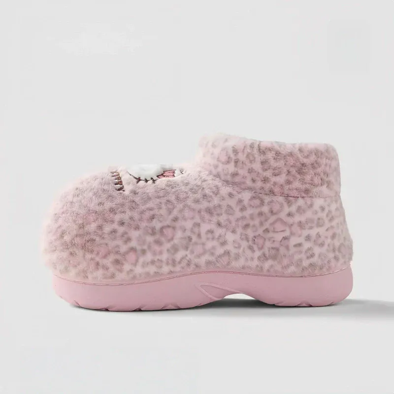Kitty Leopard Winter Furry Slippers - Image 5