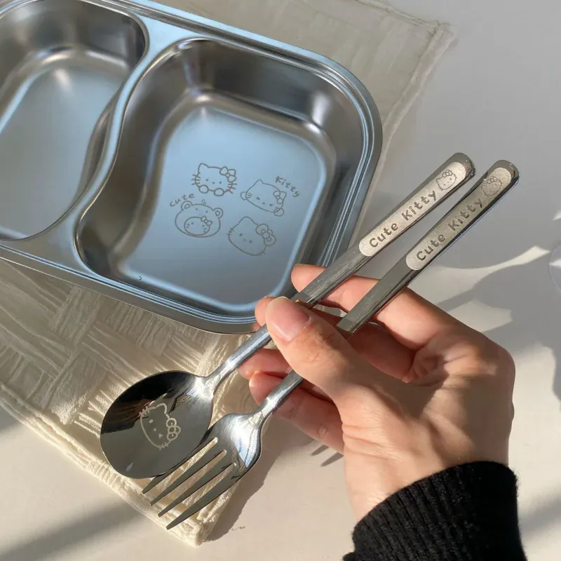 Kitty Stainless Steel Plate Set - Image 3