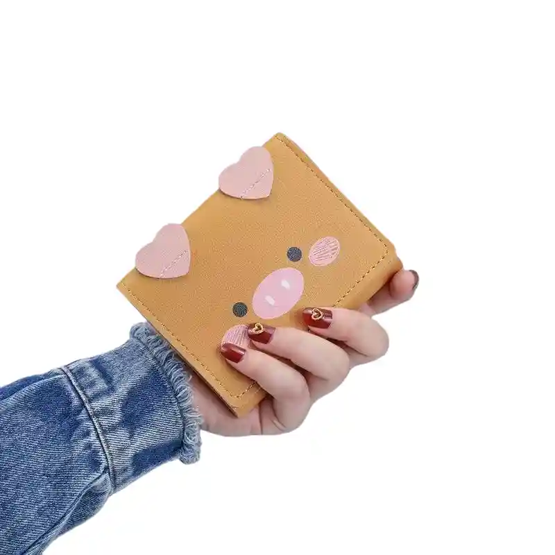 Small Trifold Leather Pig Wallet - Image 5