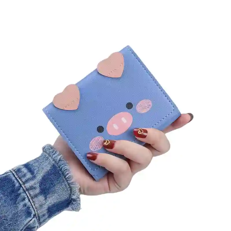 Small Trifold Leather Pig Wallet - Image 6